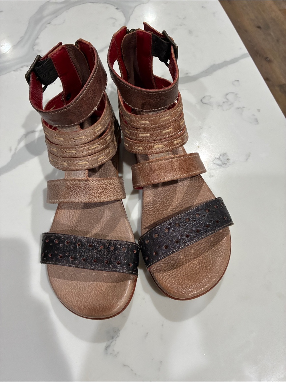 Bed Stu Brown Multi-Tone Strappy Gladiator Sandals